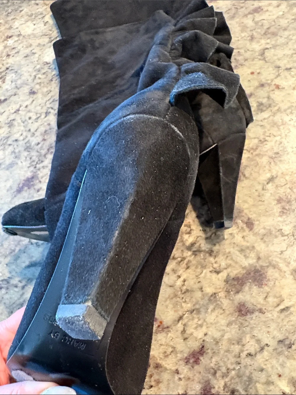 Marc by Marc Jacobs Black Suede Over-the-Knee Pointed Boots